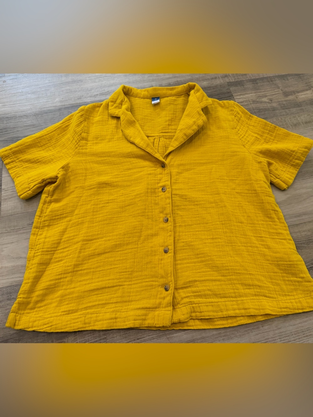 Old Navy Mustard Yellow Button-Up 100% Cotton Top